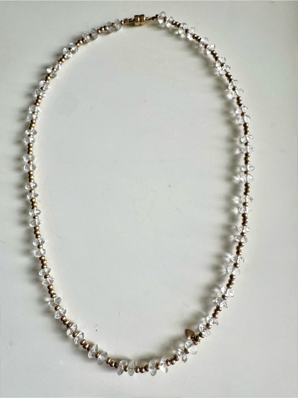 Semi Precious Clear Quartz & Gold Filled Necklace w/Gold Filled Magnetic Clasp